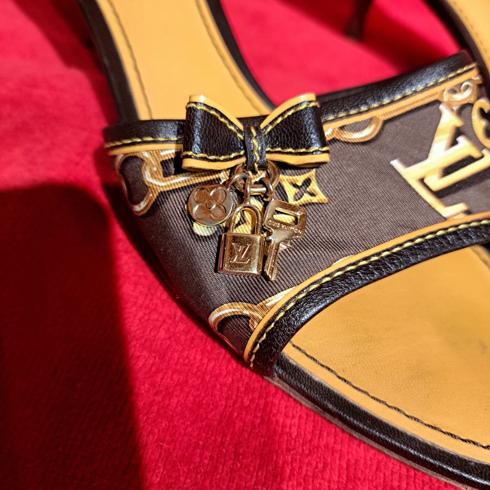 Louis Vuitton Black and Gold Sandals - Picture 2 of 6